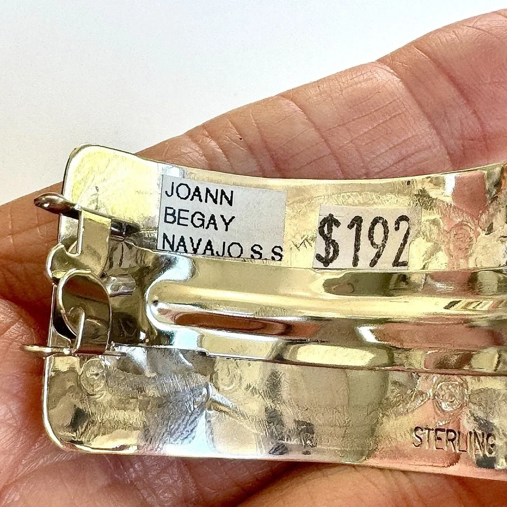 Navajo Hair Clip Turquoise Ponytail Tie Hand Stamped‎ Sterling Ornament